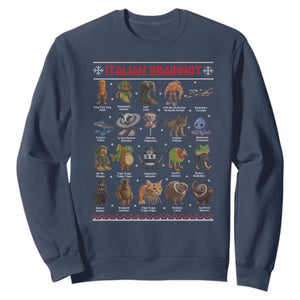 Italian Brainrot Christmas Sweatshirt Funny Brain Rot Gen-Z Meme TS14 Navy Print Your Wear
