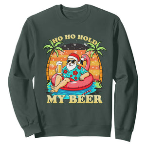Santa Beer Christmas Sweatshirt Ho Ho Ho My Beer TS14 Dark Forest Green Print Your Wear