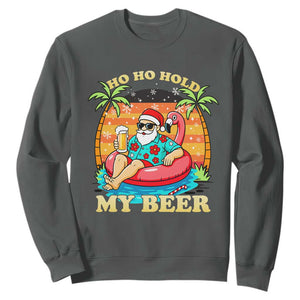 Santa Beer Christmas Sweatshirt Ho Ho Ho My Beer TS14 Dark Heather Print Your Wear
