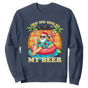 Santa Beer Christmas Sweatshirt Ho Ho Ho My Beer TS14 Navy Print Your Wear