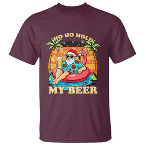Santa Beer Christmas T Shirt Ho Ho Ho My Beer TS14 Maroon Print Your Wear
