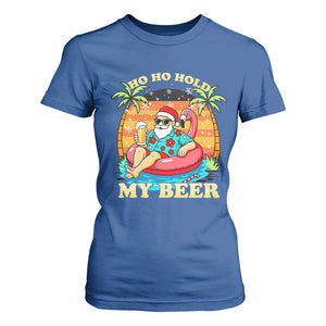 Santa Beer Christmas T Shirt For Women Ho Ho Ho My Beer TS14 Royal Blue Print Your Wear