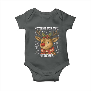 Reindeer Christmas Meme Baby Onesie Nothing For You Whore TS14 Dark Heather Print Your Wear