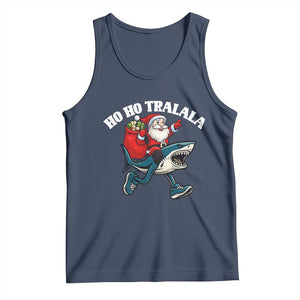 Tralalero Tralala Christmas Meme Tank Top Santa Xmas Ho Ho Ho TS14 Navy Print Your Wear