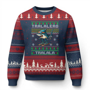 Tralalero Tralala Xmas Meme Ugly Christmas Sweater Snowboard Ugly Xmas TS14 Navy Red Print Your Wear
