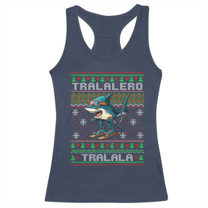 Tralalero Tralala Christmas Meme Racerback Tank Top Snowboard Ugly Xmas TS14 Navy Print Your Wear