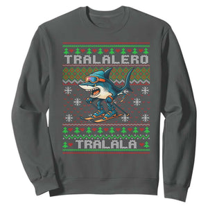 Tralalero Tralala Christmas Meme Sweatshirt Snowboard Ugly Xmas TS14 Dark Heather Print Your Wear