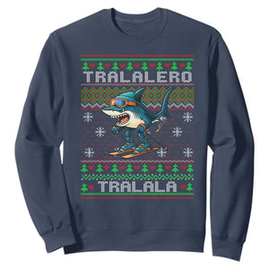Tralalero Tralala Christmas Meme Sweatshirt Snowboard Ugly Xmas TS14 Navy Print Your Wear