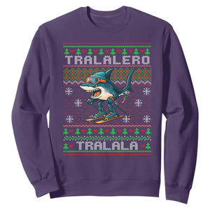 Tralalero Tralala Christmas Meme Sweatshirt Snowboard Ugly Xmas TS14 Purple Print Your Wear