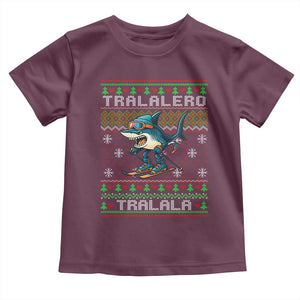 Tralalero Tralala Christmas Meme Toddler T Shirt Snowboard Ugly Xmas TS14 Maroon Print Your Wear