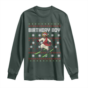Jesus Christmas Meme Long Sleeve Shirt Snowboard Birthday Boy Ugly Xmas TS14 Dark Forest Green Print Your Wear
