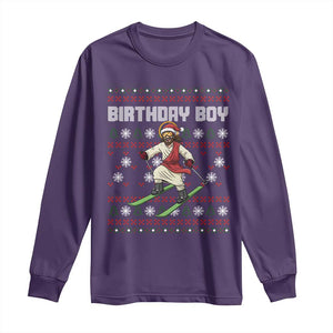 Jesus Christmas Meme Long Sleeve Shirt Snowboard Birthday Boy Ugly Xmas TS14 Purple Print Your Wear