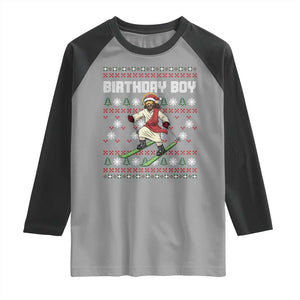 Jesus Christmas Meme Raglan Shirt Snowboard Birthday Boy Ugly Xmas TS14 Sport Gray Black Print Your Wear