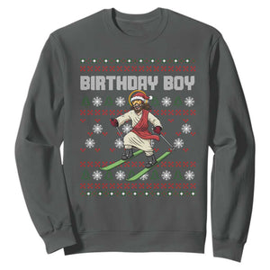 Jesus Christmas Meme Sweatshirt Snowboard Birthday Boy Ugly Xmas TS14 Dark Heather Print Your Wear
