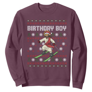 Jesus Christmas Meme Sweatshirt Snowboard Birthday Boy Ugly Xmas TS14 Maroon Print Your Wear