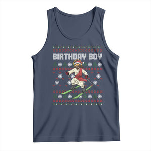 Jesus Christmas Meme Tank Top Snowboard Birthday Boy Ugly Xmas TS14 Navy Print Your Wear