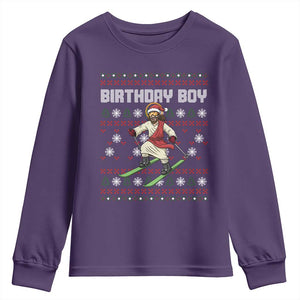 Jesus Christmas Meme Youth Sweatshirt Snowboard Birthday Boy Ugly Xmas TS14 Purple Print Your Wear