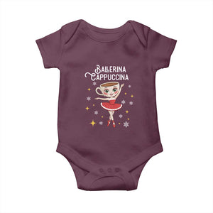 Ballerina Cappuccina Christmas Baby Onesie Italian Brainrot Meme TS14 Maroon Print Your Wear