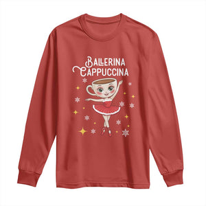 Ballerina Cappuccina Christmas Long Sleeve Shirt Italian Brainrot Meme TS14 Red Print Your Wear