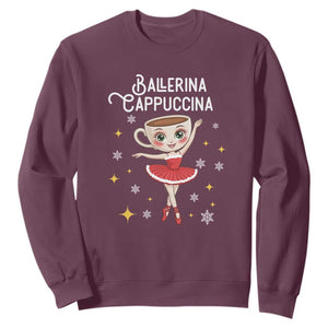 Ballerina Cappuccina Christmas Sweatshirt Italian Brainrot Meme TS14 Maroon Print Your Wear