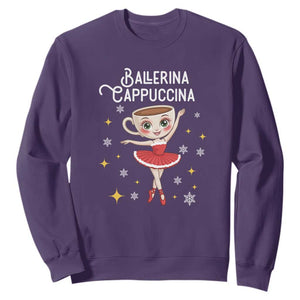 Ballerina Cappuccina Christmas Sweatshirt Italian Brainrot Meme TS14 Purple Print Your Wear