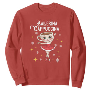 Ballerina Cappuccina Christmas Sweatshirt Italian Brainrot Meme TS14 Red Print Your Wear