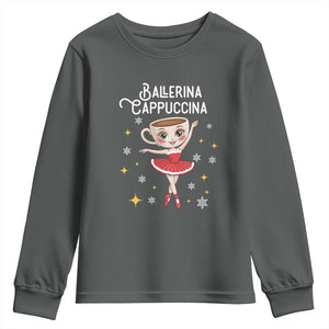 Ballerina Cappuccina Christmas Youth Sweatshirt Italian Brainrot Meme TS14 Dark Heather Print Your Wear