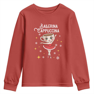 Ballerina Cappuccina Christmas Youth Sweatshirt Italian Brainrot Meme TS14 Red Print Your Wear