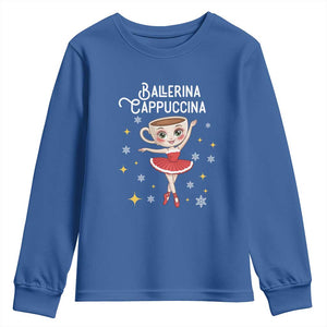 Ballerina Cappuccina Christmas Youth Sweatshirt Italian Brainrot Meme TS14 Royal Blue Print Your Wear