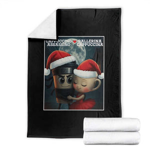 Funny Christmas Couple Throw Blanket Italian Brainrot Meme TS14 Black Print Your Wear