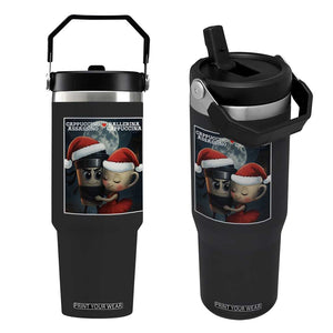 Funny Christmas Couple Flip Straw Tumbler Italian Brainrot Meme TS14 One Size: 30 oz Black Print Your Wear
