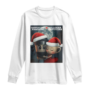 Funny Christmas Couple Long Sleeve Shirt Italian Brainrot Meme TS14 White Print Your Wear