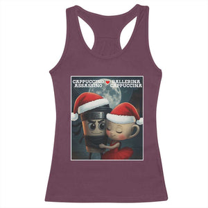 Funny Christmas Couple Racerback Tank Top Italian Brainrot Meme TS14 Maroon Print Your Wear