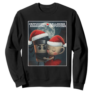 Funny Christmas Couple Sweatshirt Italian Brainrot Meme TS14 Black Print Your Wear
