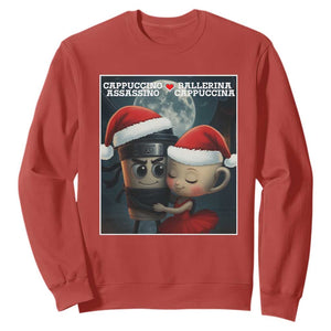 Funny Christmas Couple Sweatshirt Italian Brainrot Meme TS14 Red Print Your Wear