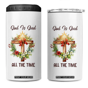 Cross Christian Christmas 4 in 1 Can Cooler Tumbler God Is Good All The Time TS14 One Size: 16 oz White Print Your Wear