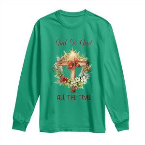 Cross Christian Christmas Long Sleeve Shirt God Is Good All The Time TS14 Irish Green Print Your Wear