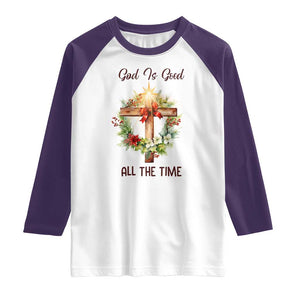 Cross Christian Christmas Raglan Shirt God Is Good All The Time TS14 White Purple Print Your Wear