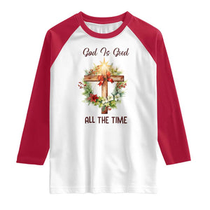Cross Christian Christmas Raglan Shirt God Is Good All The Time TS14 White Red Print Your Wear