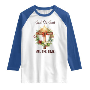 Cross Christian Christmas Raglan Shirt God Is Good All The Time TS14 White Royal Print Your Wear