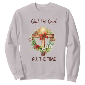 Cross Christian Christmas Sweatshirt God Is Good All The Time TS14 Ice Gray Print Your Wear