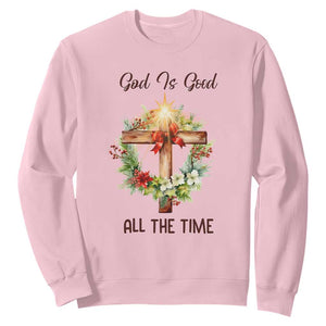 Cross Christian Christmas Sweatshirt God Is Good All The Time TS14 Light Pink Print Your Wear