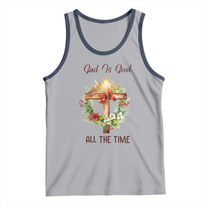 Cross Christian Christmas Tank Top God Is Good All The Time TS14 Athletic Heather Navy Print Your Wear