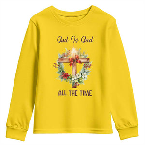 Cross Christian Christmas Youth Sweatshirt God Is Good All The Time TS14 Daisy Print Your Wear