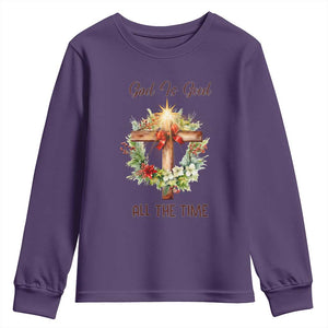 Cross Christian Christmas Youth Sweatshirt God Is Good All The Time TS14 Purple Print Your Wear