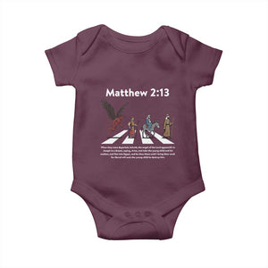 Jesus Christian Baby Onesie Cross Bible Verse Matthew 2:13 TS14 Maroon Print Your Wear