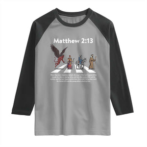 Jesus Christian Raglan Shirt Cross Bible Verse Matthew 2:13 TS14 Sport Gray Black Print Your Wear