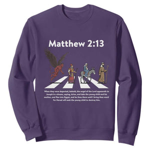 Jesus Christian Sweatshirt Cross Bible Verse Matthew 2:13 TS14 Purple Print Your Wear