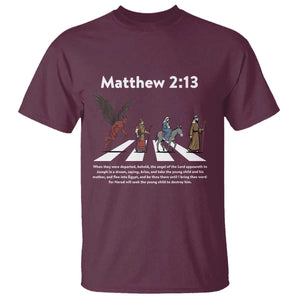 Jesus Christian T Shirt Cross Bible Verse Matthew 2:13 TS14 Maroon Print Your Wear