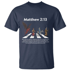 Jesus Christian T Shirt Cross Bible Verse Matthew 2:13 TS14 Navy Print Your Wear